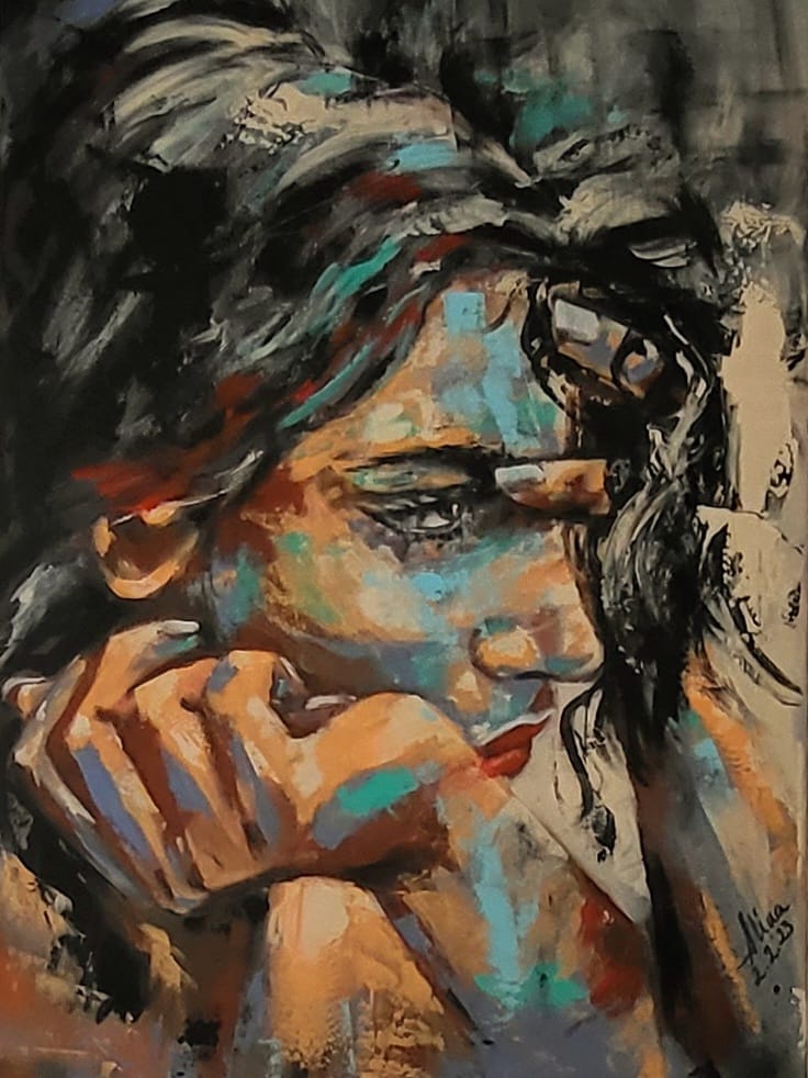 ArteDiAlina.com painting: Deep in thought, lost in dreams